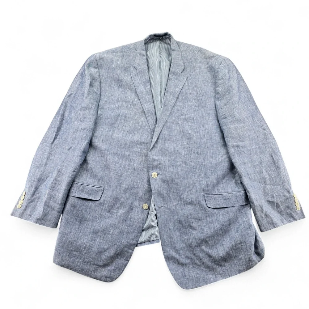 Jos A Bank 1905 Mens 50 Long Blue Linen Tailored Fit 2 Button Blazer Sport Coat